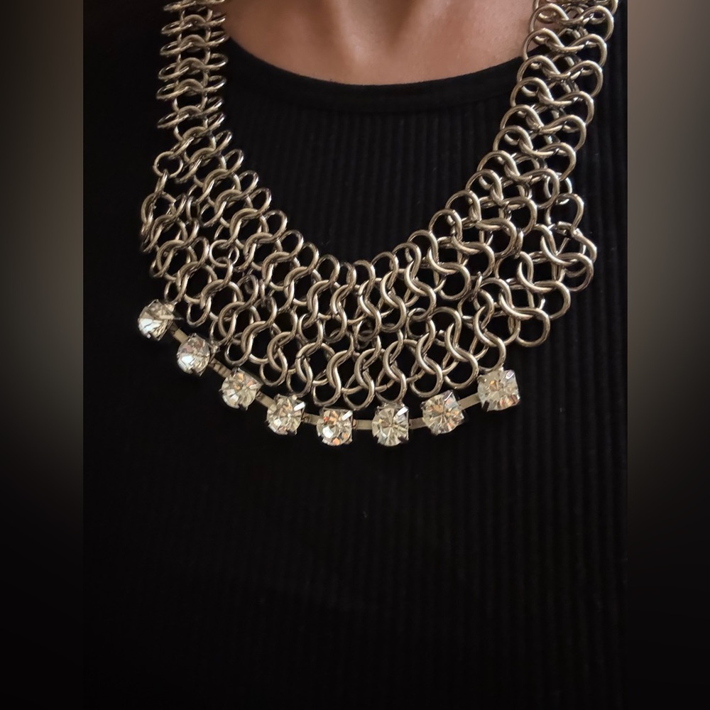 Silver Crystal Statement Necklace